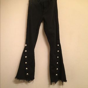 Rachel Roy cropper raw edge black denim